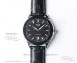 Swiss Replica Piaget Polo 42 MM Black Dial Ceramic Bezel Leather Strap 9015 Automatic Men's Watch